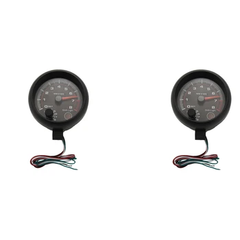 2X Evrensel 3.75 İnç 12V Beyaz LED Aydınlatmalı Takometre Ölçer Kırmızı Shift İşık Otomatik Benzinli Araba, 0-8000 RPM