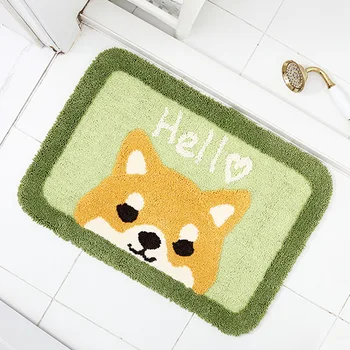 Sevimli Ayı Shiba Inu Köpek Kedi Halı Akın Banyo Paspas Ev Dekorasyon kaymaz Emici Banyo Paspas Karikatür Yumuşak kilim