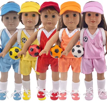 7 Adet / takım oyuncak bebek giysileri Futbol Futbol Sneakers Ayakkabı Aksesuarları İçin 18 İnç Amerikan ve 43cm Reborn Bebek Yeni Doğan Bebek kız çocuk oyuncağı