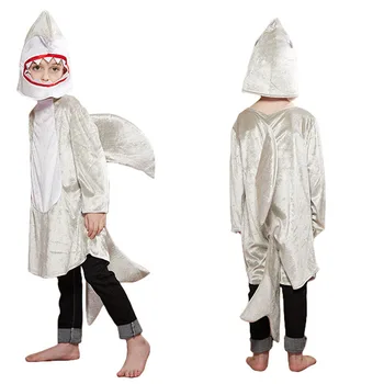 Cadılar bayramı Kostüm erkek kız uzun kollu gümüş Köpekbalığı Kostüm Çocuk Köpekbalığı Tulum Hayvan Doğum Günü Partisi giyim