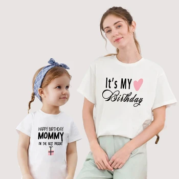 Mutlu Doğum Günü Anne Bebek Kız Kıyafet Baba Çocuk Eşleştirme Giyim Aile T Shirt Anne Ve Kızı Oğlu Çocuklar Kadın Erkek Tişörtleri Hediye