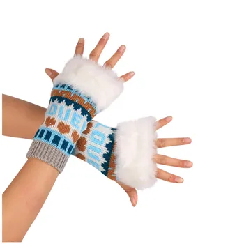 Fashion Printing Fingerless Winter Gloves Unisex Soft Warm Mitten Перчатки Без Пальцев Gloves And Mittens Перчатки И Варежки