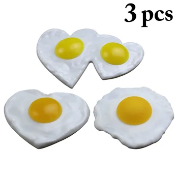 3 adet Simüle Kızarmış Yumurta Haşlanmış Yumurta Sahte Gıda Yapay Gıdalar Çocuk Oyun Oyuncak Dekorasyon Öğretim Sahne Parti Malzemeleri