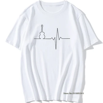 Benzersiz Yaz %100 % Pamuk Hip Hop Kısa Kollu Baskı T Shirt Gitar kalp T Shirt Erkek Moda serin tişört