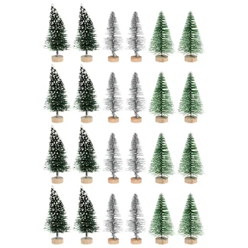 Ağaçlar Noel Ağacı Mini Pineminiature Tabletopdecor Kar Sisal Yapay Parti Malzemeleri Buzlu Fakeplantsmantel Üsleri Masa