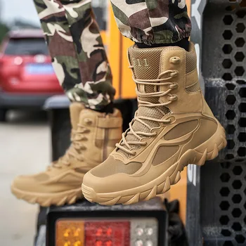 2022 Erkek askeri postal Savaş Erkek bileğe kadar bot Taktik Büyük Boy 39-46 Ordu Çizme Erkek Ayakkabı İş Güvenliği Ayakkabıları Motosiklet Botları