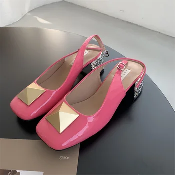 Lüks Marka Kadın topuklu ayakkabılar Basit Geometrik Tarzı Yüksek Topuklu Ayak Bileği Kayışı Rahat Mary Jane Ayakkabı pençeleri hauts kadın Pompaları