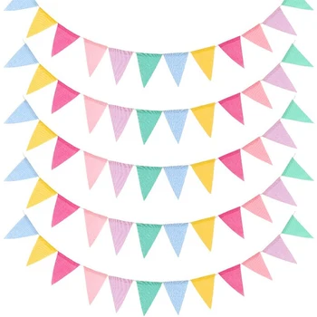 4M Renkli Jüt Keten Bayrakları Flama Doğum Günü Kiraz Kuşu Afiş Duvar Asılı Düğün Asılı Afiş Parti Garland Ev Dekor için