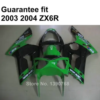 ücretsiz özel kaporta kiti Kawasaki ZX6R 03 04 koyu yeşil siyah fairings Ninja ZX 6R 636 2003 2004 IT13