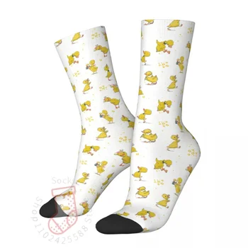 Yeni erkek Çorapları Rahat Sevimli Sarı Ördek Çorap Polyester Grafik Kadın Çorap Tüm Yıl Boyunca