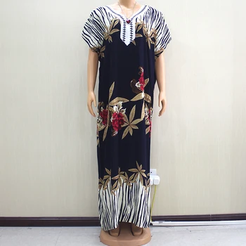 2019 Moda Yeni Varış %100 % Pamuk Aplikler Kısa Kollu afrika elbiseler kadınlar için Dashiki uzun elbise агриканские плать
