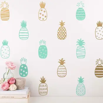 14 Stil DIY Ananas sanat dekoru Vinil Duvar Sticker, Sevimli Ananas Duvar Çıkartmaları Kreş Sanat Dövme Benzersiz Duvar Dekor