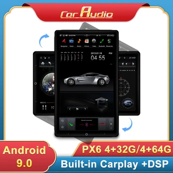 13.6 inç Tesla Tarzı Otomatik Rotasyon Ekran 2 Din Evrensel Android 9 araç DVD oynatıcı GPS Multimedya Oynatıcı otomobil radyosu Araba Stereo