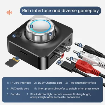 BT 5.0 Ses Alıcısı 3D Stereo Müzik Kablosuz Adaptör TF Kart RCA 3.5 mm 3.5 AUX Jack Araç kiti İçin Kablolu Hoparlör Kulaklık