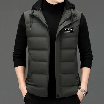 Yeni Marka Rahat Moda Kolsuz Yelek kapüşonlu ceket Rüzgarlık Yelek Kış Erkek Giysileri