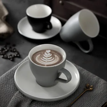 Basit İskandinav tarzı Retro ışık lüks duygu buzlu kahve fincanı seramik fincan buzlu doku seramik kahve fincan seti