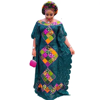 Müslüman çarşafımın 2 Parça Setleri Yeni Dashiki Afrika Elbiseler İçin WomenTraditional Moda Dantel Gevşek Yarasa Elbise Büyük Boy Boubou Africain