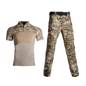 Askeri Avcılık Kamuflaj Takım Elbise Erkekler Ordu Taktik Kısa Kollu Gömlek Kargo Pantolon ABD Airsoft Paintball Multicam Savaş Üniforma