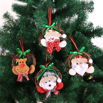 Noel Asılı Rattan Çelenkler Kolye Noel Baba Kardan Adam Elk Noel ağaç dekor Süsler Noel Süslemeleri Ev İçin 2022