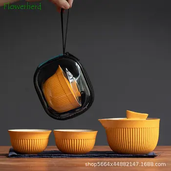 Ekspres Bardak Bir Pot İki Bardak Teaware Taşınabilir Depolama Kısa Seyahat Kung Fu çay seti Açık çay su ısıtıcısı Küçük Çin çay seti