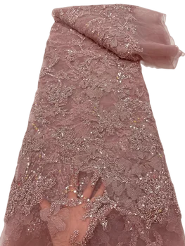 Son Yüksek Kaliteli Zarif İşlemeli Afrika Küvet Dantel Sürü Boncuk Kumaş Düğün Parti Elbise için NN428_R
