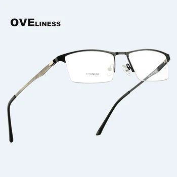 Moda erkek gözlük çerçeveleri Optik Gözlük Çerçevesi Erkekler için Kare Titanyum halfr Metal gözlük Miyopi Reçete gözlük