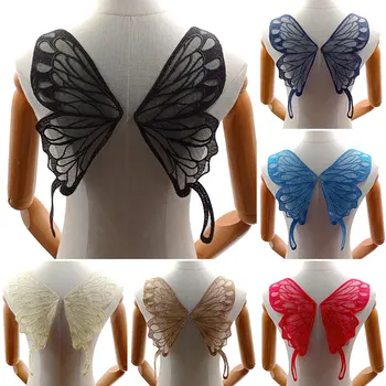 1 Çift Dantel Kelebek Kanat Aplikler Yaka DIY Dantel İşlemeli Kelebek Desen Yamalar El Yapımı Dikiş El Sanatları Elbise Dekor