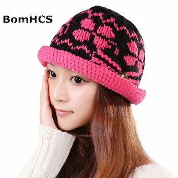 BomHCS Sokak Moda Kadın Örgü Tığ Bere Bere Baggy 100 % El Yapımı Şapka Kış Sıcak Kap Şapka