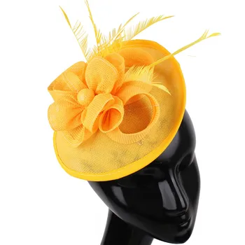 Zarif kadın Güzel Taklit Sinamay Fascinator Şapka Hairbands Kokteyl saç aksesuarları Bayan Düğün Kilise Başlığı