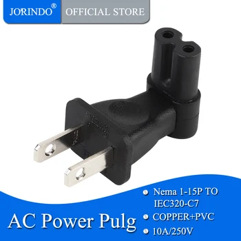 JORINDO ABD 2 Pin Erkek IEC 320 C7 Dik Açı AC Adaptörü,Nema 1-15 P Erkek C7 Açı AC Güç Adaptörü