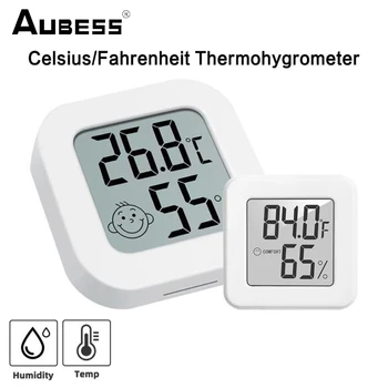Aubess Mini Kapalı Termometre LCD Dijital Santigrat / Fahrenheit Sıcaklık Nem Ölçer Akıllı Ev Higrometre gösterge sensörü