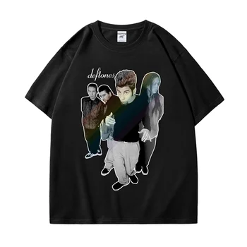 Metal Rock Grubu Deftones Grafik Baskı T-shirt Erkekler Kadınlar Vintage Streetwear T Shirt Büyük Boy Harajuku Kısa Kollu Tee Gömlek