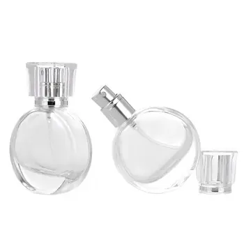 30 adet 30ml Şeffaf Yuvarlak Cam Parfüm Şişesi Kozmetik Parfüm Ambalaj Sprey Şişesi Klasik Cam Parfüm atomizör şişe