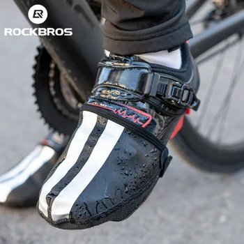 ROCKBROS Su Geçirmez Bisiklet Ayakkabı Kapakları Erkekler Kadınlar Ayakabı Galoş PU Deri Aşınmaya dayanıklı Ayakkabı Kapağı Köknar MTB Yol Bisikleti