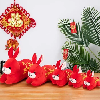 2023 Yeni Yıl Çin Tavşan peluş oyuncak Şanslı Çanta peluş oyuncak Tavşan Maskot Peluş Bebek Yastık Dolması Çocuklar İçin Yeni Yıl hediye