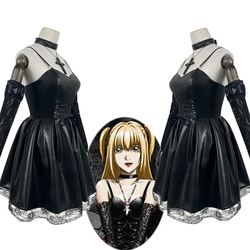 Anime DEATH NOTE Misa Amane Cosplay Kostümleri Misa Siyah Elbise Üniforma Tam Setleri Kadın Kız Elbise Cadılar Bayramı İçin