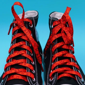 Weiou 7MM ısı Transfer baskı Ayakkabı Bağı Kırmızı Siyah Thunder Desen Dantel Unisex Moda ayakkabı Kolay Bootslace Yürüyüş Yumuşak Kordon