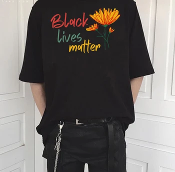 Fashionshow-JF Siyah Lives Matter Çiçek Baskılı T Shirt Erkek Kadın Kısa Kollu Pamuklu İnsan Hakları Irkçılık Stil Tee Tops