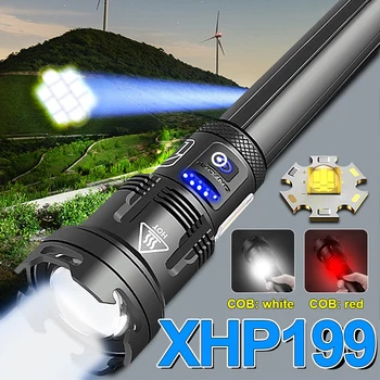 XHP199 COB LED el feneri Usb Taktik El Feneri 18650 veya 26650 Şarj Edilebilir XHP70 Süper Parlak Çalışma Torch Kamp Led Fener