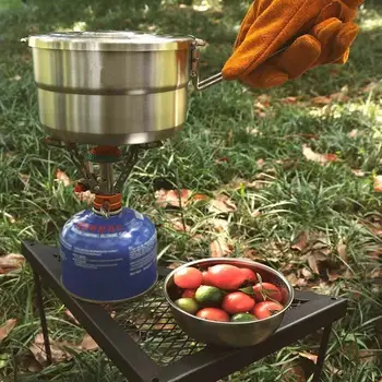 Bento Pot Paslanmaz Çelik Piknik tencere Açık Uygun Katlama Kolu yemek kabı Kamp Aksesuarları