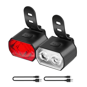 1 Takım yol bisiklet Far USB şarj edilebilir LED lamba bisiklet ön ışık bisiklet ön arka ışık