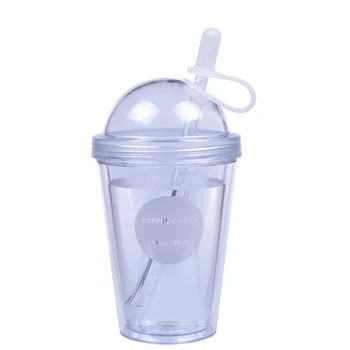 Çift Katmanlı termos kupa ile Kapak ve Saman Çift Duvar Kullanımlık Sızdırmaz 320 ml seyahat bardağı Bardak Su Şişesi BPA Ücretsiz