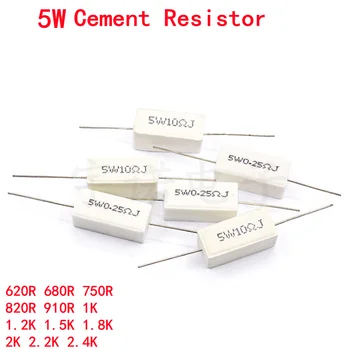 10 adet 5W 5 % çimento direnci Güç Direnci 620R 680R 750 820R 910R 1K 1.2 K 1.5 K 1.8 K 2K 2.2 K 2.4 K Ohm Doğru Kaliteli