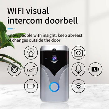 Akıllı Güvenlik Görüntülü Kapı Telefonu Kamera Açık Gece Görüş Hareket Algılama Interkom Görsel Kapı Zili Kablosuz WiFi Ev Monitör