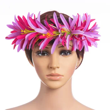 KARIŞIK RENK Ücretsiz Kargo HL0004B-8 6 Renk 60 Adet / grup 50 Cm Yapay Kadife Örümcek Zambak Kafa Tropikal Hawaii Çiçek Şapkalar