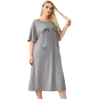 Kadın Gecelik Sleepshirt Yumuşak Pijama Gecelik Gevşek Rahat Uyku Elbise Parlama Kollu Gecelik Loungewear Artı Boyutu