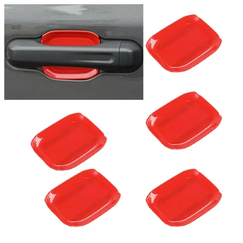 5 Adet Araba Dış Ön ve Arka Kapı Kolu Kase Kapakları Düzeltir Kırmızı Plastik Fit için Jeep Wrangler JL Gladyatör JT