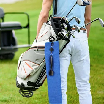 Golf Oluk Temizleme Fırçası ve Pamuk Havlu Carabiner İle Golf Atıcı Kama Topu Oluk Temizleyici Seti Temizleme Aracı Aksesuarları