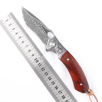 Şam çeliği Bıçak Ahşap Saplı Katlanır Bıçak Açık Cep Aracı Meyve Bıçağı Mutfak Bıçağı