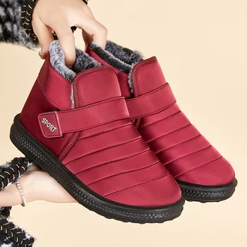 Koovan bayan Botları Yeni Pamuklu botlar 2022 Yaşlı Kadınlar İçin anne ayakkabısı Sıcak Tutmak Kışlık Botlar Öğrenciler Kadife pamuklu ayakkabılar